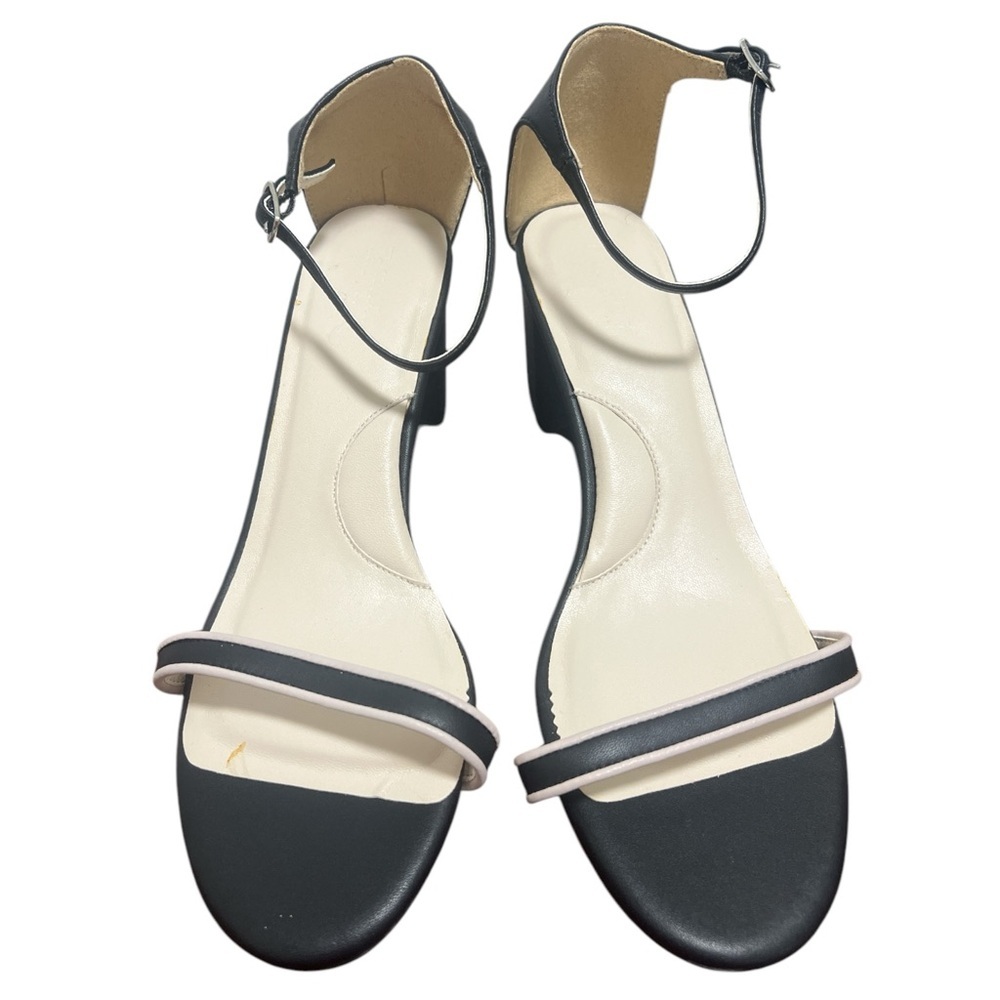 TAFFYSTEP Single Strap Ankle Slip On Heels size 9 1/2 Open Toe Leather‎ Sandals
